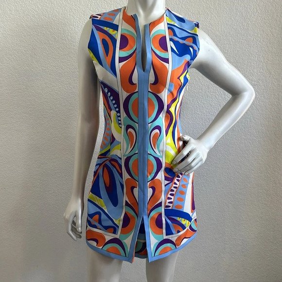 NWOT Zara Womens  Printed Colorful Groovy Funky Mini Sleeveless Dress - Picture 5 of 9